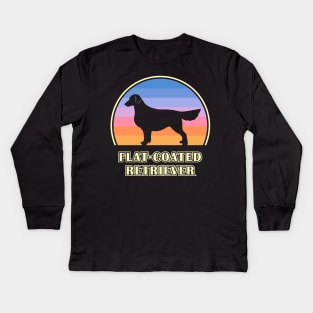 Flat-Coated Retriever Vintage Sunset Dog Kids Long Sleeve T-Shirt